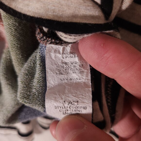 Celeste Multi Pattern Hoodie Womens Medium Check Striped Drawstring USA FLAW - Picture 7 of 16